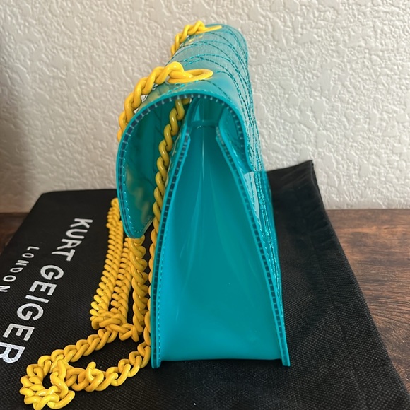 Kurt Geiger London Kensington Vinyl Shoulder Bag, teal transparent - Picture 6 of 13